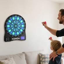 Electronic Dart Board, LED-Illuminated Target Dartboard With 48 Games & 500+ Variations, Includes 6 Dart Shafts With Flights & 50 Soft Tips, Cricket Scoring LCD Screen - Supports Up To 8 Players - 13.5-inch Illuminated Target - View 9
