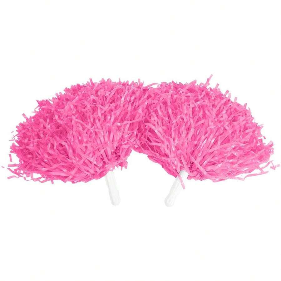 GOTOTOP Paquete de 2 Pompones de Porristas, Pompones de Plástico para Baile Deportivo, Pompones de Animadora de Flores de Mano para Deportes, Baile de Baile, Disfraces, Nocturna(12-Rosado) - 1 - Ver 1