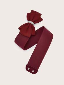 1pc Bow Buckle Waist Belt, Casual Fashion Accessory For Plus Size Dresses - Rum Red - View 2