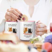 1pc, 11oz, Ceramic, Coffee Mug, Cats Sharing A Secret With Tea, The  Commemorative Gift, Biblical Christianity, Quality Goods, Coffee Cup - White Handle Cup - View 10