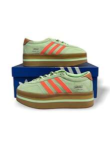 Adidas Gazelle Stack Semi Green 女士休闲厚底运动鞋 - 半綠色 - 查看 1