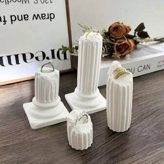 1pc-Creative European-Style Retro Gypsum Weathered Broken Roman Column Ring Display Rack Storage Window Display Props To Add Spice To Life, Jewel Tower. Nordic/Retro//Ins//Simple And Modern. Home Decoration, Activity Display.