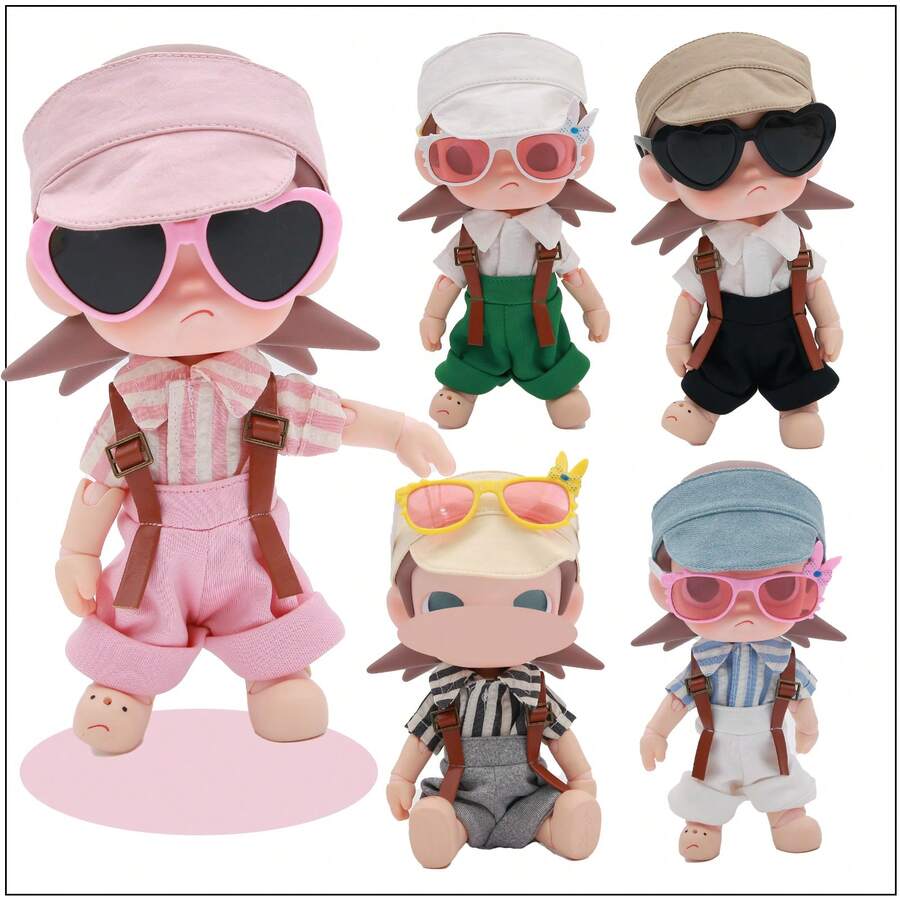For Zsiga, Overalls & Shirt Set, Paired With Sun Hat And Cute Sunglasses, Collectible Christmas Holiday Costume, Holiday Birthday Gift (Excluding Plush Doll) - Multicolor - View 1