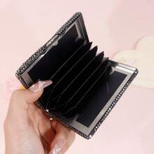 1pc/2pcs Rhinestone Series White Diamond/Black Cubic Zirconia Credit Card Holder, Metal Anti-Magnetic Accordion Card Wallet, Card Slots Name Card Holder, Driver's License Sleeve, Bank Card Document Organizer, Ceramic Diamond, High-End Multi-Faceted Glass Diamond, Artificial Diamond (2 Color Options) - Black Diamond - View 7