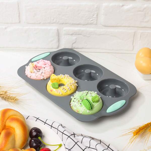 1PC Silicone Donut Pan, Non-Stick 6 Cavity Donut Mold, Easy To Clean, For Dessert, Biscuit, Bagels, Muffins, Baking Tool