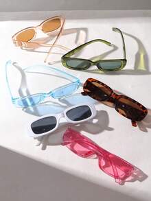 6pcs/Set Square Frame Fashion Glasses, Fashionable & Unique Style For Teens And Young Adults - Multicolor - View 3