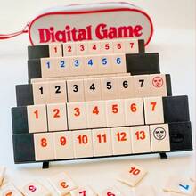 一套便携式麻将游戏套装，含旅行袋 - 经典四人家庭娱乐，标准阿拉伯数字，适合休闲聚会和数学益智游戏，是理想的万圣节和圣诞节礼物 - 彩色 - 查看 5