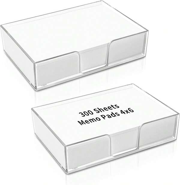 600 Sheets 4x6 Memo Holder Desk Notepad Tray Pad Paper Non Sticky Memo Pads 4x6 Acrylic Notepad Holder Note Memo Desk School Organization Planning(Internal Size: 3.97 * 5.78 Inch)