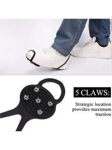 1双（2只）通用防滑冰爪，雪地防滑冰爪 - 冬季户外防滑鞋套，带5齿冰爪 - 适用于雪地行走、冰攀、徒步旅行，男女通用 - 彩色 - 查看 8