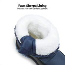 Boys' Camouflage Snow Boots, Water-Resistant Slip-Resistant Winter Shoes With Warm Faux Fur Lining, Mid-Calf Boot For Little & Big Kids - Màu xanh lam - Xem 6