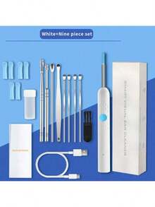 This Smart, Ultra-High-Definition, Wireless Ear Cleaning Tool With A Built-In Light And Display Is A Visual Ear Pick With Ultra-High Definition Ear Endoscope And Replacement Ear Tip Accessories. It's A Painless Ear Cleaning Kit, A Rechargeable Personal Care Product That Easily And Efficiently Removes Earwax. Suitable For Adults. A Thanksgiving And Christmas Promotional Item, Compatible With Apple And Android Phones. - White (standard) - View 1