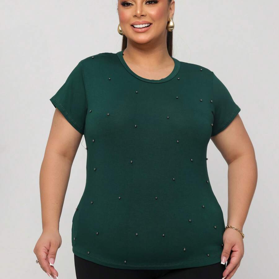 Plus Size Blouse With Detailed Sleeves, Christian Fashion. - 綠色 - 查看 1