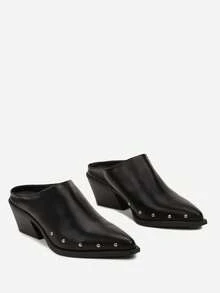 Tacchi a punta stile cowgirl - Scarpe casual estive da donna - nero - Visualizzare 4