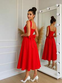 Vestido Longo Feminino Tecido Sensorial com Laço Elegante Luxo para Festas Natal e Final de Ano Casamento Para Mulheres Vermelho Branco Amarelo