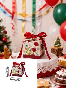 5/10 件花卉印花丝带礼品包装盒，创意精致“特别为你”婚礼回礼糖果袋礼盒，派对小礼物生日情人节礼盒情人节