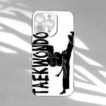 Silueta de Personaje de Taekwondo, Diseño Creativo de Caricatura Único y de Alta , Funda de Teléfono de TPU Mate con Ojos de Ángel Negros, Divertida y Distintiva, Regalo Minimalista y Elegante para Hombres y Mujeres, Adecuada para iPhone 16, 15, 14, 13, 12 - Mezcla de colores - Ver 10