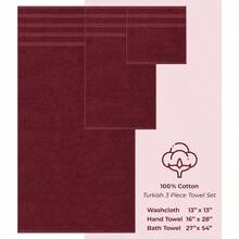 American Soft Linen - Juego de toallas de 3 piezas 1 toalla de baño 1 toalla de mano 1 toalla 600 g/m² 100 % algodón turco para baño juego de toallas rojas burdeos - Rojoburdeos - Ver 4