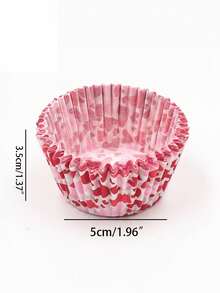 50个红色心形烘焙纸杯，防油纸衬垫，纸杯蛋糕包装纸，奶油松饼杯，泡芙杯 - 彩色 - 查看 4