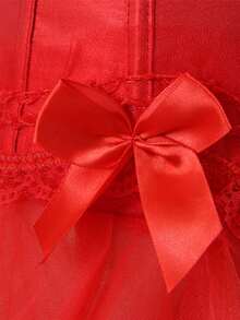 Jutrisujo Corset Bustier Top With Lace And Zipper Plus Size For Women's Costume Renaissance Or Halloween Wear Vintage - 070-Đỏ - Xem 5