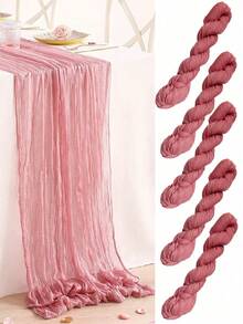 1/2/3件装粉色褶皱桌旗，折叠桌布，浪漫桌布，纯色桌布，桌旗，节日婚礼、迎婴派对、生日派对餐桌装饰，婚礼装饰，生日派对装饰，周年纪念、订婚宴会派对用品，派对礼品，情人节装饰，节日家居装饰，餐厅装饰，餐桌装饰，厨房装饰，壁炉装饰，生日礼物，餐厅
