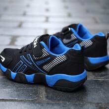 Zapatillas deportivas informales para niños con suela suave y doble malla - Azul - Ver 6