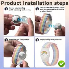 2 Pulsera AirTag para nios, Funda Protectora para AirTag, con Cierre de en Nylon Trenzado y Diseos Encantadores de Dibujos Animados, Perfectas para Nios - blanca y rosa - Ver 4