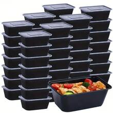 10/30/50pcs, 26oz Black Bento Lunch Box With Lid, Rectangular Food Storage Container , Stackable Leak-Proof Meal Prep Containers, Microwave Food Containers, Kitchen Gadgets, Kitchen Accessories, Household Kitchen Supplies