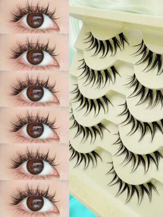 5 Pairs Of Natural Swallowtail Eyelashes, Clear Band Natural Curly Eyelashes, Lightweight Eyelashes, Natural Fluffy Artificial Mink Eyelashes, Cartoon Simulation Eyelashes Daily Wear, Halloween, Christmas, Dates & Party