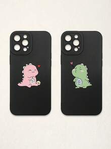 2pcs Minimalist Black Phone Cases, Dinosaur Phone Cases, Couple Phone Cases, Lens Protection Phone Cases, Compatible With IPhone & Galaxy, Phone Cases, Cases Compatible With IPhone 17 Pro Max, Covers, Cute Phone Cases, Compatible With IPhone 13 Case, Compatible With IPhone 15 Case, Phone Cases, Galaxy Phone Cases, Suitable As Birthday Gifts, Girlfriend, Boyfriend Or For Personal Use - Multicolor - View 46