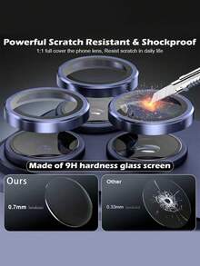 3片装铝合金相机镜头保护膜，兼容 17/16/16e/15/14/13/12/11 Pro Max - 钢化玻璃膜，带超强粘环，防摔，相机镜头保护膜，红色 - 藏蓝色 - 查看 3