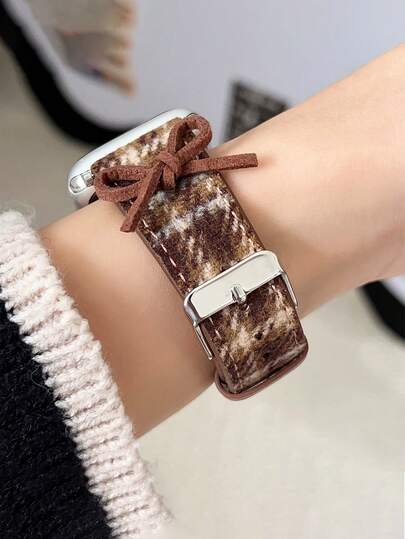 1 szt. Pasek do zegarka ze skóry PU w stylu retro na jesień i zimę, w kratkę, kompatybilny z paskiem do zegarka o szerokości 38 mm, 40 mm, 41 mm, 4 mm, 44 mm, 45 mm, 49 mm (S10 42) mm (S10 46) mm, pasek do zegarka w stylu europejskim i brytyjskim, kompatybilny z zegarkami Series 11 Ultra 3 SE3 Ultra 2 S10 SE2 9 8 7 SE 6 5 4 3 2 1, prezenty na Boże Narodzenie, Święto Dziękczynienia, Walentynki.