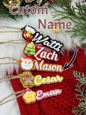 Etichette personalizzate per calze di Natale, tag regalo di Natale personalizzati, etichette con nome di Natale personalizzabili, tag regalo di Natale, ornamenti personalizzabili con nome + icona, decorazioni natalizie, ciondoli per borse, decorazioni per albero di Natale, decorazioni natalizie, decorazioni natalizie per la casa 2025, portachiavi, Natale, famiglia
