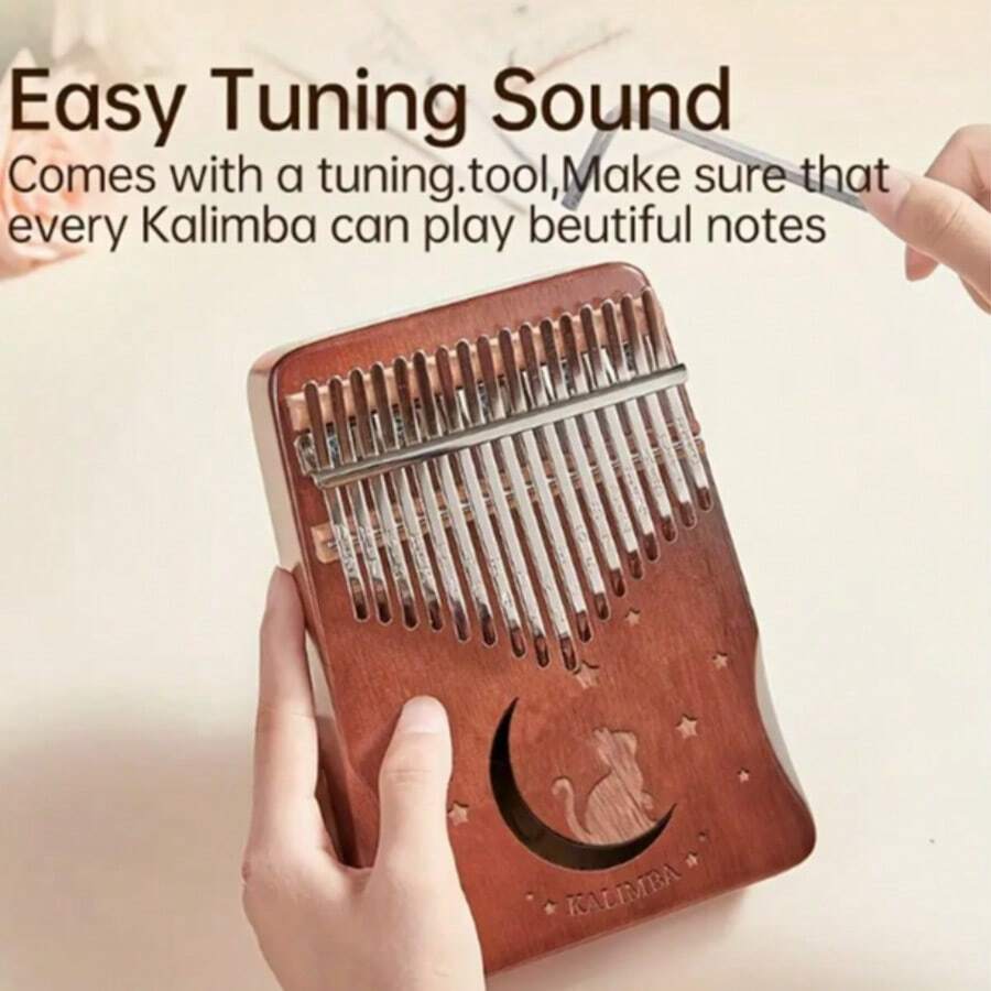 17-Note Thumb Piano Kalimba Beginners Easy To Learn Finger Piano Birthday Gift Net Red Musical Instrument - Coffee Brown - View 1