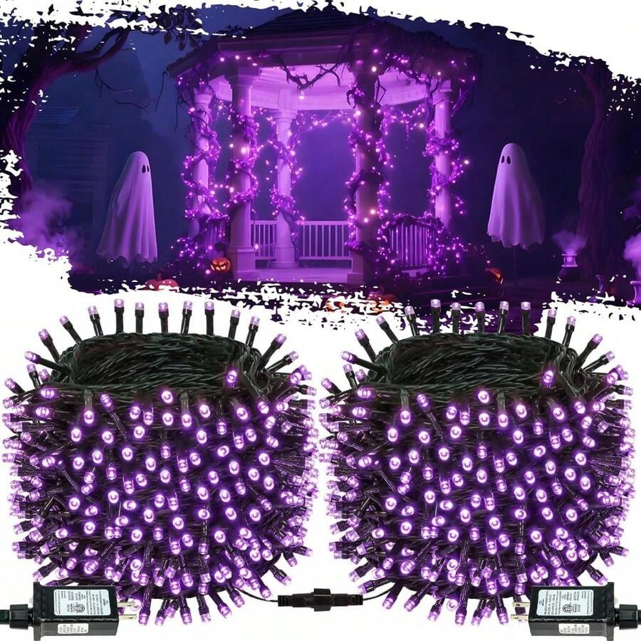 Connectable Red And White Christmas String Lights, 2Pack Total 164FT 400LED Christmas Lights For Outdoor/Indoor, Plug In Tree Lights With 8 Modes, String Lights For Christmas Decorations Holiday - Purple - View 1
