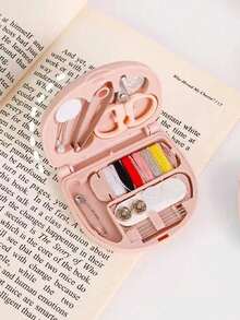 1PC Love Shaped Of Sewing Tool Box With White Flower Initials, Letters A-Z, Perfect Gift For Beginners Sewing: 1 Portable Mini Sewing Set - Foldable, DIY Sewing Supplies And Accessories, Suitable For Travelers And Emergency Clothing Fixators, Mini Needle Box Portable Small Needle Bag Sewing Tool Combination Set Hotel Supplies(Pink) - Pink - View 6