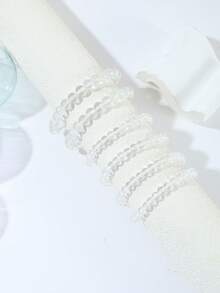 6pcs Fashion Pearl Beaded Bracelet For Girls, Elegant High-End Multi-Layer Elastic Bracelet Accessories - White - View 11