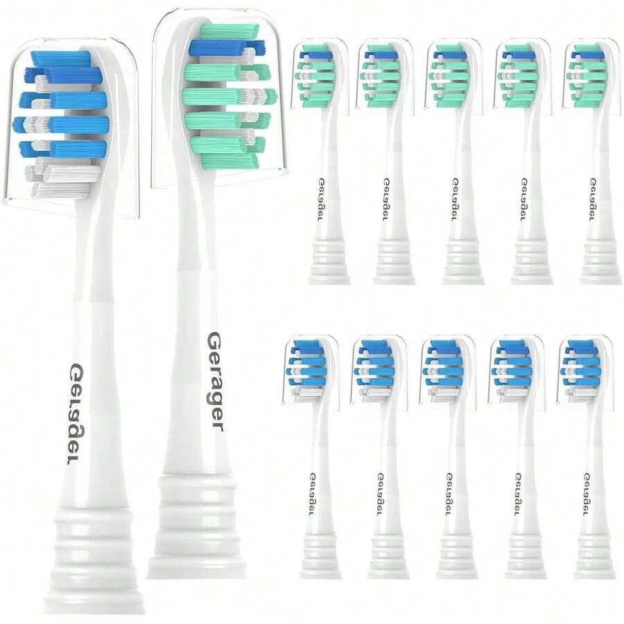 Replacement Heads Compatible With Philips Sonicare Toothbrush C1 C2 C3 A3 W3 G2 G3 4100 5100 6100 1100 2100 3100, Toothbrush Heads Brush Head, 12 White{Inchsize_nameinch:Inch1Count(Packof12)Inch,Inchcolor_nameinch:InchWhiteinch} - 白色 - 查看 1