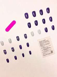 24pcs/Set Minimalist Style Medium Oval Press-On Nails, Vintage Brown Plaid Polka Dot Bow Design, Suitable For Girls And Women For Daily Dates And Parties Nail Supplies - 彩色 - 查看 10