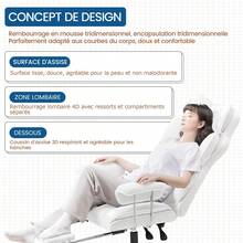Chaise de jeu GTPLAYER, chaise de jeu, chaise de bureau ergonomique avec repose-pieds, surface en tissu, coussin d'assise à ressorts, chaise de jeu rembourrée, fauteuil de jeu capacité de charge 150 kg - Blanc - Voir 7