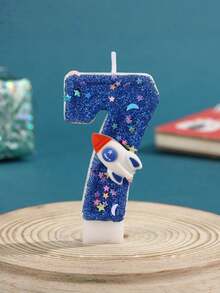 1 Stück blaue Raketen Geburtstags-Party Meilenstein Kuchen Nummer Kerze, Kindergeburtstags-Party Zubehör, Baby Erster Geburtstag Gedenkkerze, Valentinstag Nummer Kerze, Kindergeburtstags Kerze, Kuchen Dekoration, beliebte Party Nummer Kerze, Feiertags Gedenkparty Kuchen Kerze für Geburtstagskuchen Dekoration, glänzendes Nummer Geschenk, Abschlussfeier, Hochzeit, Volljährigkeitsfeier, Party Zubehör geeignet für jedes Alter