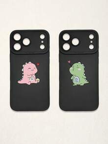 2pcs Minimalist Black Phone Cases, Dinosaur Phone Cases, Couple Phone Cases, Lens Protection Phone Cases, Compatible With IPhone & Galaxy, Phone Cases, Cases Compatible With IPhone 17 Pro Max, Covers, Cute Phone Cases, Compatible With IPhone 13 Case, Compatible With IPhone 15 Case, Phone Cases, Galaxy Phone Cases, Suitable As Birthday Gifts, Girlfriend, Boyfriend Or For Personal Use - Multicolor - View 51