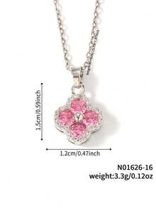 1pc Fashionable Minimalist Women's Zirconia Four-Leaf Clover Heart Necklace - Multicolor - View 16