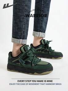 Warrior Women's Board Shoes Autumn And Winter Lightweight Comfortable Breathable Modest Style Casual Yet Sleek Sneakers Applicable Throughout The Year Wear-Resisting All-Day Wear Training Sneakers Running Shoes Thermal Lined Sneakers - Dark Green/black - View 6