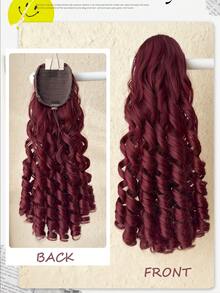 شعر إكستنشن ذو موجات عميقة بطول 20 بوصة مع كليب سحاب، من ألياف صناعية مقاومة للحرارة، مناسب للنساء لارتدائه في عيد الميلاد وحفلات الهالوين والاستخدام اليومي - عنابي اللون - مشاهدة 8