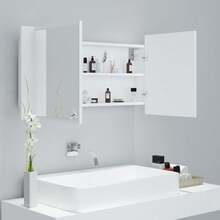vidaXL LED-Bad-Spiegelschrank Weiß 90x12x45 Cm Acryl - Bianco - Visualizzare 6