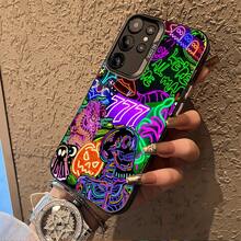 Serie de patrones de estilo neón 1, adecuada para 25ULTRA, S24PLUS, S23FE, S21PRO, S22, S20+, A03S, A05S, A14, A31, A53, A34, A10, A04E, M04, A33, A35, A55, A72, A71, A70, A22, A16, A06, A20S, A54, funda especial para teléfono, anti-suciedad, a la moda, moderna, colorida, plateada IMD - Colores mixtos - Ver 4