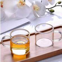 12个/6个/4个/2个套装 优雅咖啡杯，高端小茶杯 120毫升，透明玻璃配透明手柄，耐热耐冷，迷你杯，简约风格办公茶杯，独特马克杯 - 無色 - 查看 3