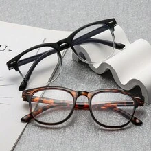 2 Cặp Kính Gọng Vuông Họa Tiết Da Báo Ombre, Đa Năng Cho Việc Đeo Hàng Ngày - Nhiều màu - Xem 4