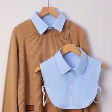 5-Piece/4-Piece/3 Pieces2 Pieces/1-Piece Solid Color Versatile Bachelor's Gown Graduation Gift With Detachable Collar, Shirts, Formal Occasion Business Blue And White Bright Color Mock Collar, Suitable For Daily Wear Paired With Sweaters And Suits - Multicolor - View 10