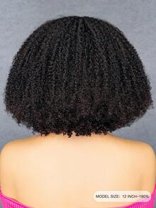 CURLYME Wear And Go Glueless Upgrade Afro Curly 7*5 Transparent Lace Closure Wig Pre-Bleached Mini-Knots Pre-Plucked Hairline Pre-Cut Lace Unprocessed Human Wig Hair 180% Density 10-14 Bob Inch Natural Color High Density High Quality Wig Daily Use Beginners Friendly Suitable For Outfits Vacation Gifts Looking Elegant Accessory Vacay Bridesmaid Gifts Charming Elegant For Women Weave Glueless Synthetic Wigs Halloween Wednesday Addams Free Gift - SNatural - View 3